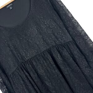 Torrid Women's L (0) Goth Whimsigoth Witchy Peasant Lace Babydoll Tunic Black